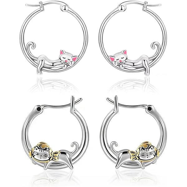 Flyow Orecchini a forma di porcellino d'India/giraffa/altopiani mucca ipoallergenici amanti degli animali regali per donne ragazze, Argento sterling, Nessuna pietra preziosa