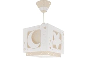 Dalber Lustre Chambre Enfant Moonlight lune et étoiles Beige, lampe suspension enfant, 63232B, E27