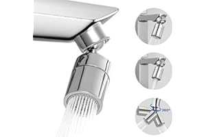 PENDEJATO 360° Pivotant Aérateur De Robinet Double Fonction, FM22/M24 Mousseur Robinet Economie Eau, Extension Robinet Filtre, Embout Robinet Cuisine Réglable Multifonctionnel Pulvérisateur