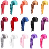 Saten Parlak Durag Bandana, Uzun Kuyruklu, 15 Renk Se&ccedil;eneği, Unisex Kafa Bandanası