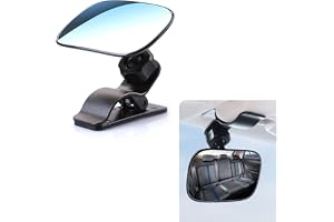 COOLive 1 PC Car Interior Baby Viewing Mirror, Large Field of View Curved Mirror No Need to Look Back, Sun Visor Clip-on Installation Multiangle Adjustable Rear View Mirror, Universal for Car (Black)