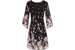 GRACE KARIN Vestido Elegante Mujer Vestido Gasa Manga Corta Casual Gasa Top Cuello Redondo