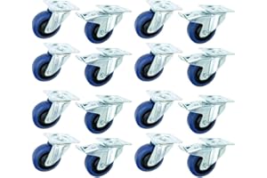 TEGO PRO 4 Satz 100 mm BLUE WHEELS Lenkrollen mit & ohne Bremse/Feststellbremse Transportrollen Schwerlastrollen 135 kg/Rad Blau - INDUSTRIEQALITÄT ECO (4 Satz Brems/Lenk)