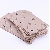 Bimotif Mixed leaf pattern paper bag, 11x20-50 pieces black on kraft