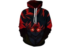 CHENMA Herren Japanischer Anime Cosplay Goku 3D-Druck Pullover Kapuzen-Sweatshirt mit Kängurutasche