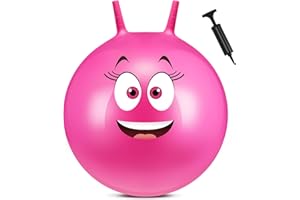 Hestya Ballon Sauteur 65 cm Balle Sauteuse Gonflable Ballon de Trémie à Rebondir avec Pompe Grande Balle Rebondissante avec Poignée pour Enfant Adulte Yoga, Contenant Jusqu'à 441 LB/ 200 kg, Rose