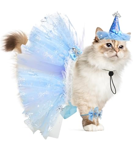 Cat Princess Costume With Crown Hat Ushang Pet Princess Costume Set - Pink Crown Hat & Lace Bandana For Cats & Small Dogs Dog Birthday Hat
