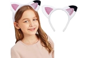 QOWIJEX 1 Pezzo Fascia Capelli Gatto Cerchietto Capelli Orecchie Gatto, Accessori per Capelli Bambini, Cerchietto Per Capelli Con Orecchie, Costume Carnevale Decorazioni