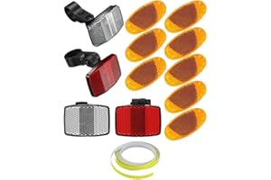 Rhys Reflector de Bicicleta Delantero y Trasero, Soporte de Reflector de Rueda de Bicicleta, Bicicleta Advertencia Reflector, Accesorios de Bicicleta para Bicicletas de Montaña