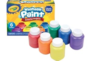 CRAYOLA - Gouaches lavables pour Enfants, 6 Couleurs Classiques, pour l'école et Les Loisirs créatifs, 54-1204