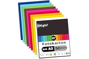 ‎PERFECT IDEAZ perfect ideaz 50 Blatt Fotokarton DIN-A2, 10 Farben, stabiler recycling Karton 300 g/m², Made in Germany, Blauer Engel zertifiziert