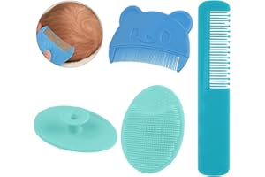 Aolso Baby-Haarkamm, 3 Stück Baby-Haarbürsten- und Kamm-Set, Baby-Haarbürste, Neugeborene Haarkamm, kamm gegen milchschorf baby kind, Geschenk zur Babyregistrierung (Blau)