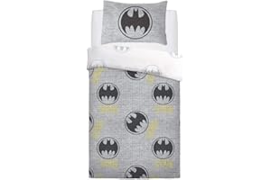 SELECT-ED® Luxuries Kids Superhero Character Duvet/Quilt Cover Set_Children Reversible Bedding's Set (Batman Grey Logo, Single)