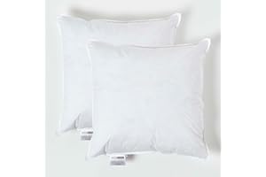 HOMESCAPES 2 Pack Luxury Duck Feather Cushion Inserts 45cm x 45cm (18 x 18”) Perfect Bounce Back and Down-Proof Cover Generously Filled Inner Pads Filler, Hypoallergenic RDS Certified Machine Washable