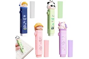 JOYSKY Kawaii gumki do ścierania, wysuwane, 4 sztuki, dla dzieci, z 4 zapasowymi gumkami, gumka do ścierania, prezent dla dzieci, do szkoły, biura i domu