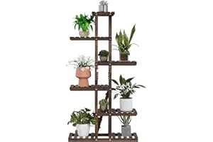 Yaheetech Soporte para Plantas de Madera Maciza Abeto Estantería para Plantas Soporte Macetas de 6 Niveles para Balcón Terraza Patio Interior Exterior Altura 140 cm