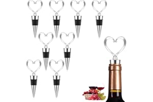 HZAOPZE 9 pcs Tapón cónico de vino de textura metalica, Set de Vino para Bodas Corazones, para vino, champán, vino tinto, cerveza, sellador de botellas de vidrio, Detalles y Regalos Originales