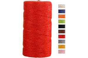 JeogYong Jute Twine String 2mm x 100m Natural Coloured Jute String 3-ply Garden Twine Kitchen Cord Thick Jute Rope for Decoration Floristry, DIY Arts & Crafts, Bundling, Wrapping Gifts (Red)