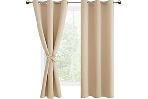 DWCN Zasłony zaciemniające na przelotkach, 2 sztuki, termiczne zasłony do salonu, sypialni, beżowe Biscotti, 160 x 106 cm (wys. x szer.)