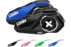 LEXIN Interfono Moto Bluetooth, G2 2X Auricolare Casco Moto Coppia, 1000M Sistema di Comunicazione Casco 2 a 6 Motociclisti, FM，Universale Motoslitta & ATV