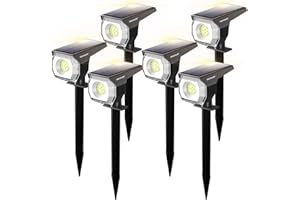 WeBeqer Faretti Solari A Led Da Esterno,18LED Luci Solari Da Giardino, 300LM Luci Da Esterno Giardino, IP67 Impermeabile,Luce Fredda 6500K Per Cortile,Recinzione,Sentiero,Giardino,Vialetto,6 Pezzi