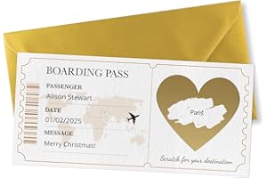 Personalised Holiday Scratch Card with Gold Envelope - Custom Scratch Boarding Pass Ticket Surprise - We are Going to - Travel Scratchcard for Christmas (Personalised)