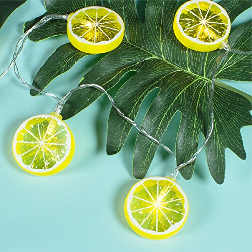 Preisvergleich Produktbild batteriebetriebene Lichterkette, 10 LEDs in warmweiß, im farbigen Flamingo-, Zitronen- oder Ananas-Design, von Festive Lights