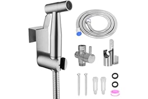 Sequpr Kit de Douchette de Bidet pour WC, Pulvérisateur de Bidet en Acier Inoxydable avec Tuyau et Vanne G 1/2, Douchette WC pour Toilette Salle de Bain l'hygiène Personnelle