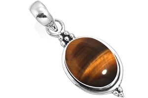 JEWELOPORIUM 925 Sterling Silver Handmade Pendant for Women 10x14 Oval Gemstone Costume Silver Jewelry for Gift (99553_P)