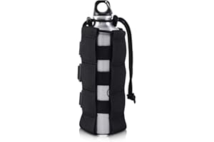 DONGKER Poches pour Sac à Dos Porte-Bouteille Sac Bouteille d'eau Pouch Kettle Sac Camping en Plein Air pour Course à Pied Randonnée Chasse Voyage Alpinisme (Noir)