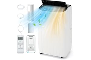 RELAX4LIFE Climatiseur Mobile Silencieux 6 en 1, Climatiseur Portable, Refroidisseur, Ventilateur, Déshumidificateur, Chauffage, Auto, Mode Nuit, Clim Mobile, Faible Conso, Évacuation, Wifi, 42m²