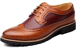 GENERIC11 Scarpe Derby per Uomo Scarpe Classiche in Pelle con Lacci in Rappezzatura Brogue Classiche Scarpe Eleganti in Pelle con Lacci Piatte e Antiscivolo