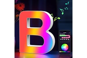 Cpeelsdo Letra Luminosas Mayúscula RGB, Letras Luces LED Iluminadas con USB, Control APP, Luces Etras neón, Luces de Noche para Pared, Fiesta de Cumpleaños, Navidad, Decoración de Boda, Letras - B