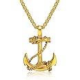Feraco Anchor Necklace for Men Vintage Navy Nautical Pirate Pendant Stainless Steel Anchor Chain Necklace, 21.6 inch