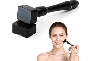 ALIIP Timbro Dermastamp Derma Stamp Regolabile 0-3 mm Professionale Dermastamp Microneedling Regolabile, Derma Roller per Capelli, Barba, Viso, Corpo, Design Antiscivolo, Nero(140 perni)