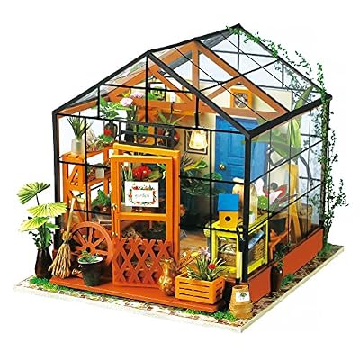 Robotime Dollhouse Kit Rénovation de meubles Woodcraft Kit de Construction Mini Maison de Bricolage à la main Avec Lumières et Accessoires Miniature Home Decor Décor de Noël (Cathy's Flower House)