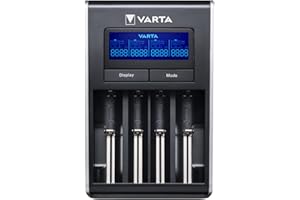 VARTA Chargeur de Piles, chargeur pour piles AA/AAA rechargeables, Dual Tech Charger, 4 modes de charge, contrôle de la température et autres mesures de sécurité, incl. câble UE de 1,8 m, non équipé
