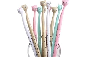 Siganorpy Airsun 12 Pieces Cute Cat Pen 0.5 mm Gel Pens Black Ball Point Pens for School Office Supplies