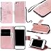 Produktbild Gr Horizontale Bookstyle Flip Case für iPone 5 & 5s & SE, Premium PU Ledertasche, Solid Color Embossed Blumen Schutzhülle Tasche Tasche mit Lanyard & Stand (Color : Rose gold)