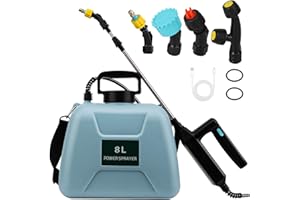 DIRAEEN 2 Gallon Electric Garden Sprayer, Upgrade 7.4V Battery Powered Sprayer with 4 Mist Nozzles, 32in Telescopic Wand, Rechargeable Handle,Weed Sprayer with Adjustable Shoulder Strap for Lawn & Garden