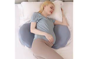 Chilling Home Poduszka ciążowa do spania, pianka z pamięcią kształtu, poduszka ciążowa na brzuch, plecy, regulowana i przenośna poduszka do ciała dla osób śpiących na boku (dżersej)