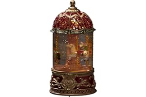 Konstsmide Bola de Nieve LED para decoración navideña, carrusel Giratorio de Navidad, Relleno de Agua, con Temporizador de 5 Horas, Funciona con Pilas y USB, Interior, 3 Pilas AA de 1,5 V (no
