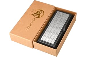 Fubinaty Pierres à aiguiser Pierre à aiguiser diamantée amovible double face Aiguiseur manuel professionnel de couteaux avec base antidérapante pour tous les couteaux de cuisine et ciseaux 400/1000