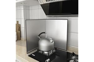 KORSIKATO Protector antisalpicaduras de cocina, plegable, de acero inoxidable, a prueba de salpicaduras, resistente al calor y al agua, duradero, fácil de limpiar (30 x 30 cm)