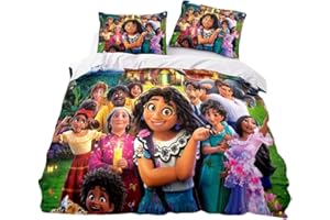 Agmdno Film Encanto Kinde Bettwäsche Set,Anime Bettbezug 135x200cm + Kissenbezug 80x80cm,bettwäsche Mädchen,kinderbettwäsche (A01,135x200cm+80x80cmx1)