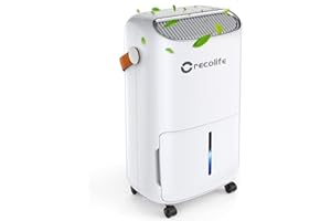 CRECOLIFE Home Energy Saving Dehumidifier 12L/Day for 20 m² with Digital Display and Touch Control Panel, 2.5L Tank, 3 Dehumidification Modes, 2 Options