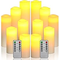 Da by velas LED Juego de 12 sin llama, velas de cera real marfil con temporizador remoto (pilas no incluidas).