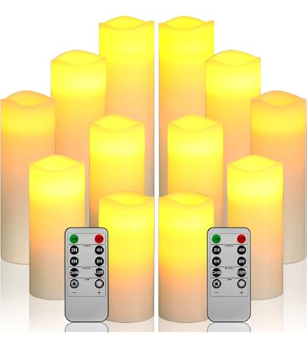 Candele LED Tremolanti - 12 Pezzi | Effetto Fiamma Realistico, Batteria Included, Diametro 5cm - Foto 7