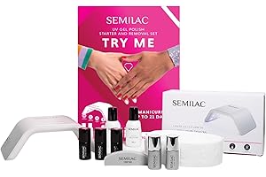 ‎SEMILAC Semilac Try Me Hybrid-Maniküre-Set 3 bunte Nagellacke UV LED Lampe 36 W Unterlack und Überlack Nagel-Rückstandsreiniger Zubehör zur Nagelpräparation und Lackentfernung