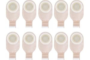 Daisyleaf 10 PCS Colostomy Bags, Ostomy Supplies, One Piece Drainable Pouch with Closure for Ileostomy Stoma Care, Cut-to-Fit